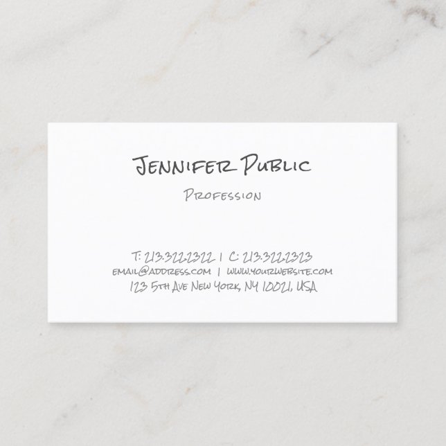 Handwritten Modern Elegant Simple Design Template Business Card (Front)