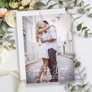 Handwritten Modern Wedding Engagement Photo   Save The Date