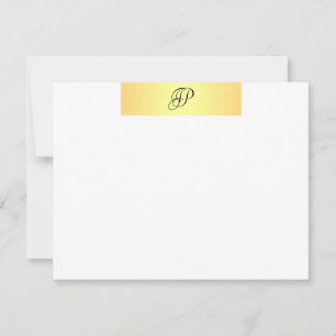 Handwritten Monogram Name Faux Gold Elegant Card