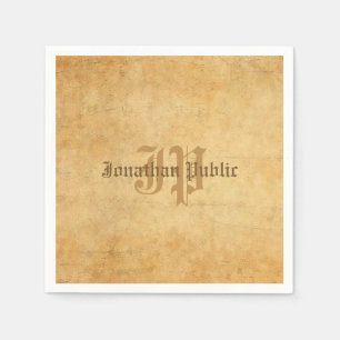 Handwritten Monogram Old Paper Look Template Cool Napkin