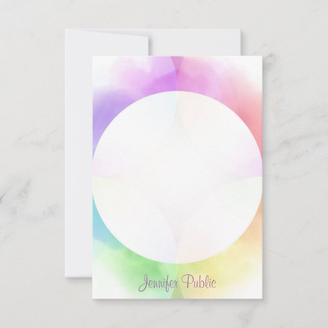 Handwritten Monogram Personalised Watercolor Card (Front)