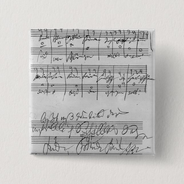 Handwritten musical score 15 cm square badge (Front)