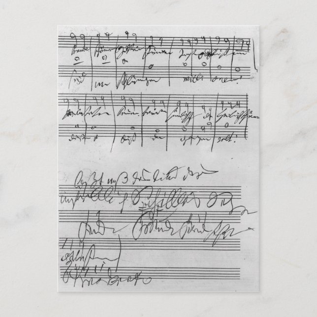 Handwritten musical score postcard (Front)