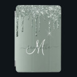 Handwritten Name Dark Green Metal Glitter Monogram iPad Mini Cover<br><div class="desc">The design is a photo and the cases are not made with actual glitter, sequins, metals or woods. This design is also available on other models. You may also transfer this design to another product. No actual glitter was used to make this product. This design may be personalised in the...</div>