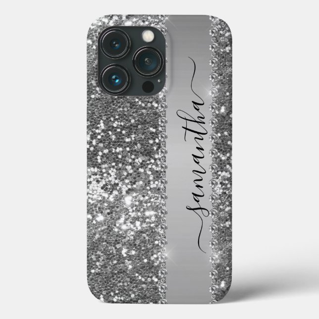 Handwritten Name Graphite Diamond Glitter look Case-Mate iPhone Case (Back)