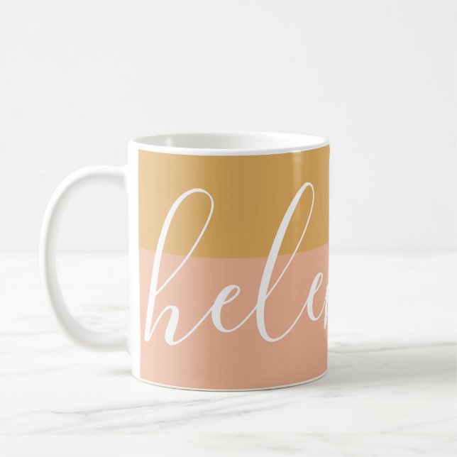 Handwritten Name Personalized Mug Honey Dijon (Left)