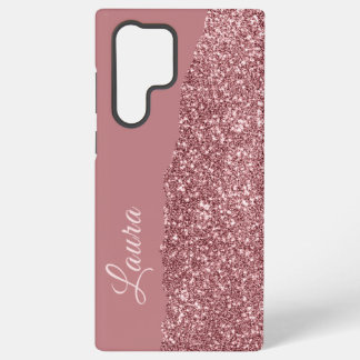 Handwritten Name pink Metal Faux Glitter  Samsung Galaxy Case
