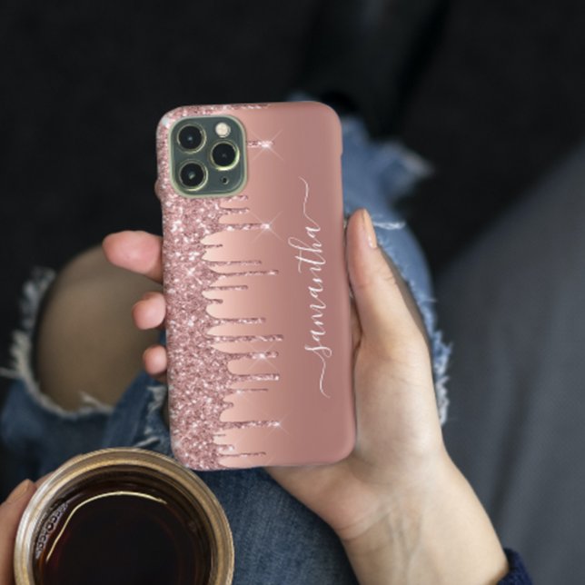 Handwritten Name Rose Gold Metal Glitter Look  Cas Case-Mate iPhone Case (Creator Uploaded)