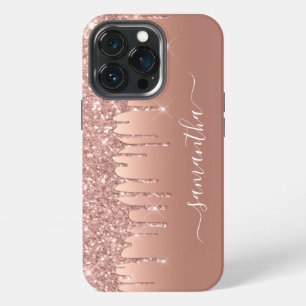 Handwritten Name Rose Gold Metal Glitter Look Cas iPhone 13 Pro Case