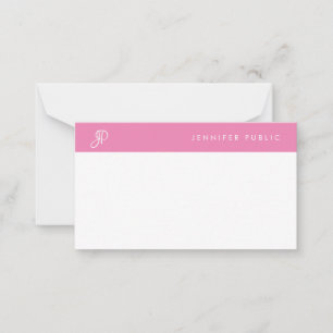 Handwritten Name Script Monogram Hot Pink White Card