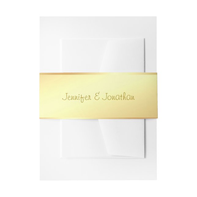 Handwritten Name Text Elegant Gold Look Template Invitation Belly Band (Front Example)