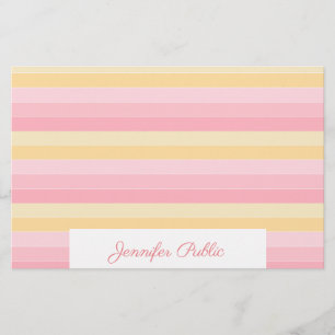 Handwritten Name Text Pink Yellow Template Stationery