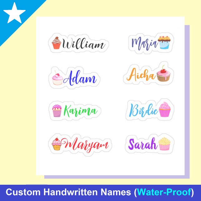 Handwritten Names, Cakes: Best Waterproof Stickers (perfect Handwritten Script Names and Cakes: Best Waterproof Stickers for laptops, tumblers, planner)