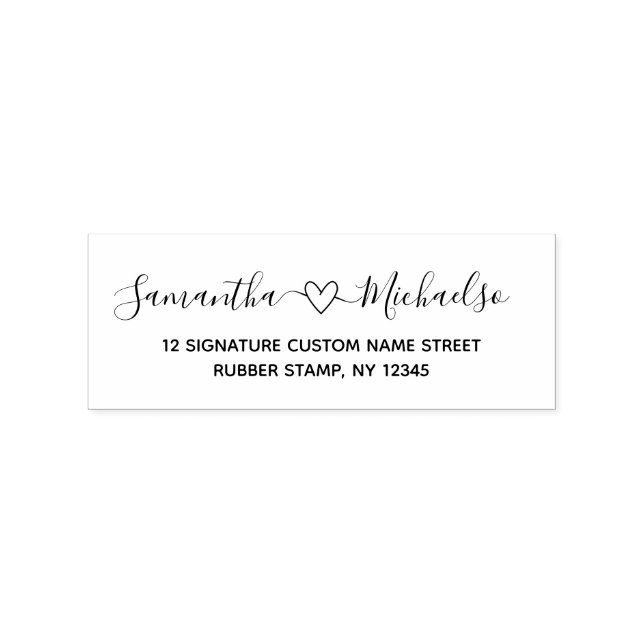 Handwritten Names with Heart Rubber Stamp (Imprint)