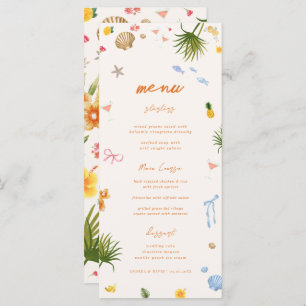 Handwritten Nautical Coastal Beach Shell Wedding Menu