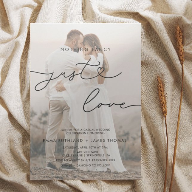 Handwritten Nothing Fancy Just Love Wedding Invitation (Creator Uploaded)