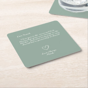 Handwritten Personalised Message Friends Family Square Paper Coaster