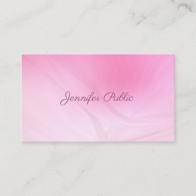 Handwritten Pink Template Elegant Professional Business Card (Front)