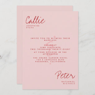 Handwritten Retro Minimalist Monochromatic Wedding Invitation