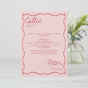 Handwritten Retro Minimalist Monochromatic Wedding Invitation