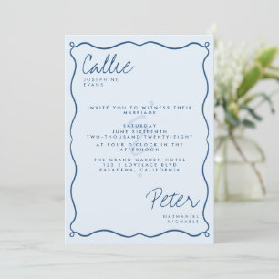 Handwritten Retro Minimalist Monochromatic Wedding Invitation