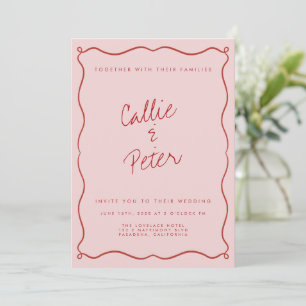 Handwritten Retro Minimalist Monochrome Wedding Invitation