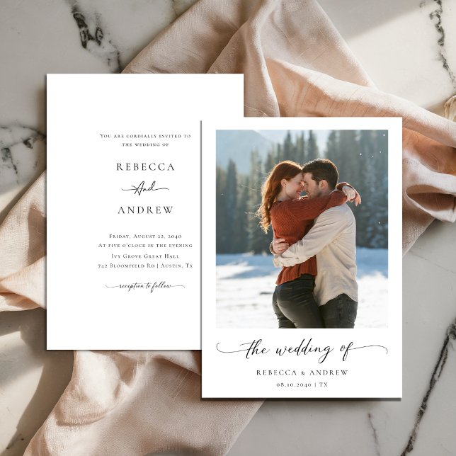 Handwritten Romantic Photo Winter Wedding Invitation (Creator Uploaded)
