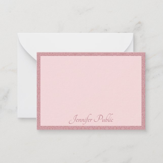 Handwritten Rose Gold Glitter Elegant Modern Card (Front)