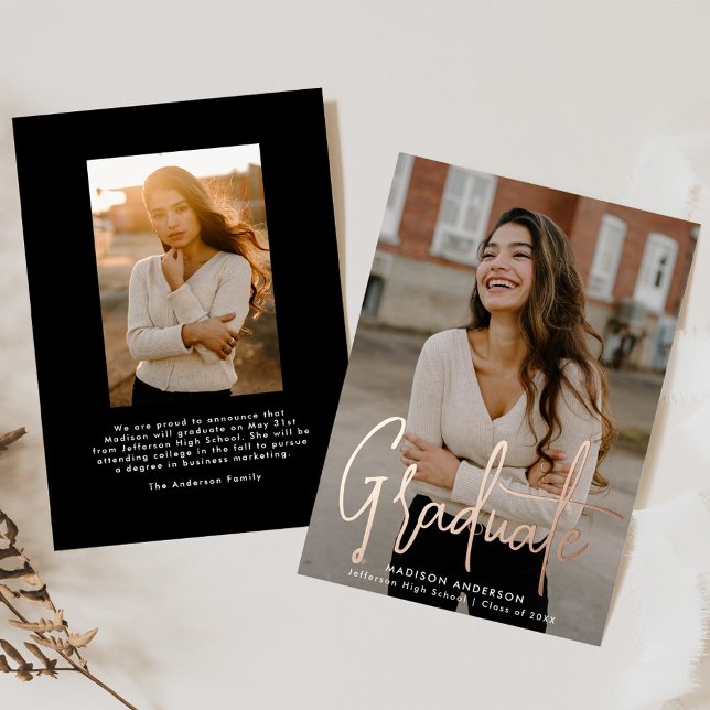 Handwritten Rose Gold Script 2 Photo Graduation (Creator Uploaded)