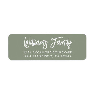 Handwritten Sage Green Family Return Address Label