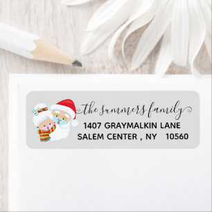 Handwritten Santa Mrs Claus Christmas 2020 Address Return Address Label