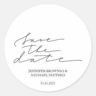 Handwritten Save the Date Classic Round Sticker