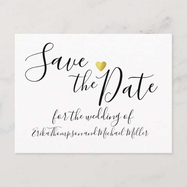 Handwritten Save the Date wedding Announcement Postcard (Front)