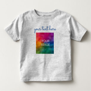 Handwritten Script Add Text Upload Photo Baby Grey Toddler T-Shirt
