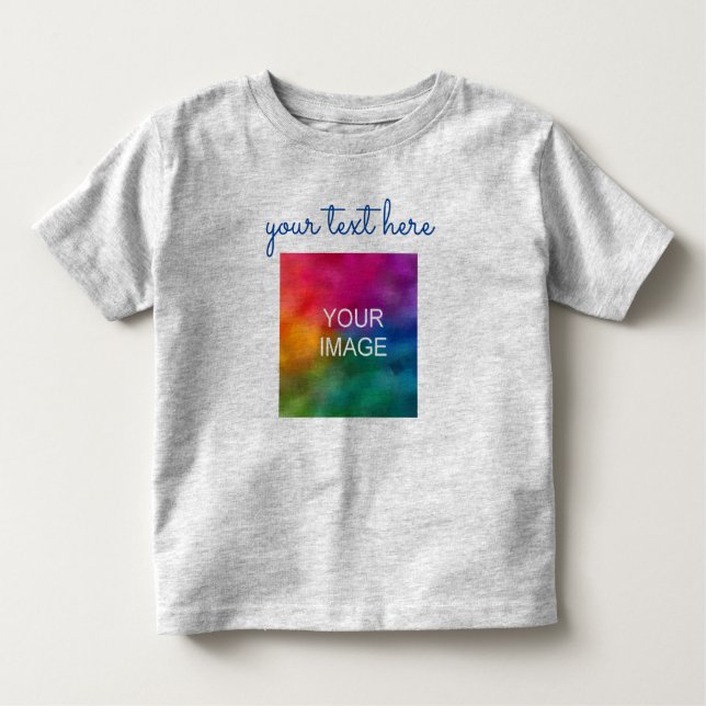Handwritten Script Add Text Upload Photo Baby Grey Toddler T-Shirt (Front)