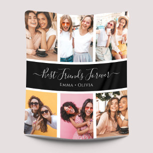 Handwritten Script Best Friends with Names 6-Photo Fleece Blanket