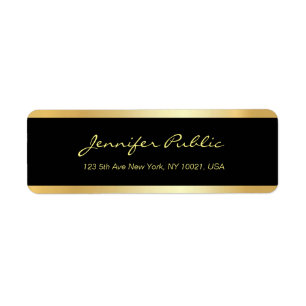 Handwritten Script Black And Gold Elegant Template Return Address Label