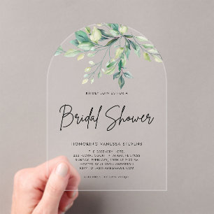 Handwritten Script Black Bridal Shower Acrylic Invitations