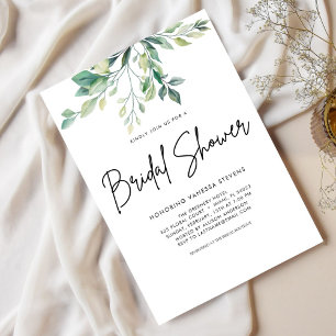 Handwritten Script Black Bridal Shower  Invitation