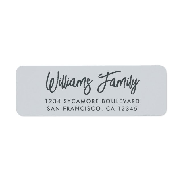 Handwritten Script Blue Family Return Address Label (Front)