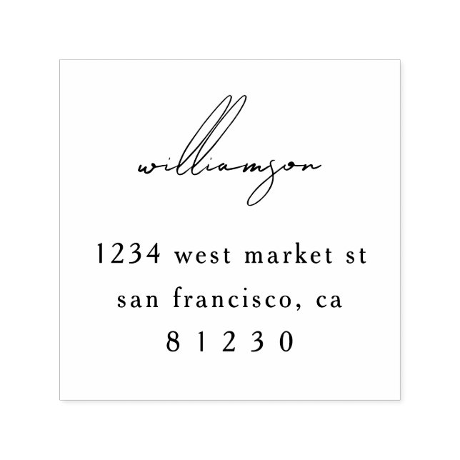 Handwritten Script Calligraphy Family Address Self-inking Stamp (Design)