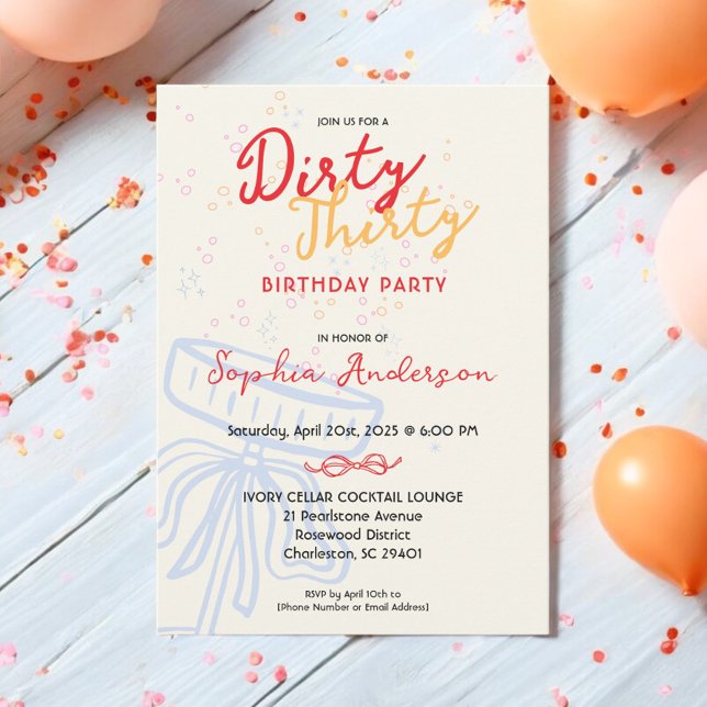 Handwritten Script Coquette Bow Birthday Party Invitation (Creator Uploaded)