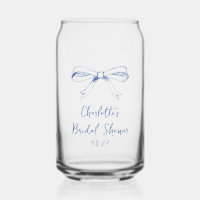 Handwritten Script Coquette Bow Blue Bridal Shower