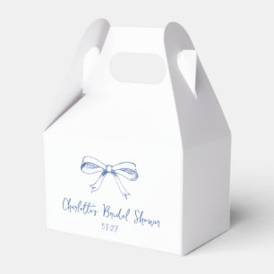 Handwritten Script Coquette Bow Blue Bridal Shower Favour Box