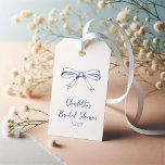 Handwritten Script Coquette Bow Blue Bridal Shower Gift Tags<br><div class="desc">Add a charming touch to your bridal shower favours with these elegant custom gift tags. Featuring a delicate hand-drawn bow and stylish script font, they bring a timeless and sophisticated feel to your celebration. Personalise with the bride's name and event date for a thoughtful detail guests will love. Perfect for...</div>