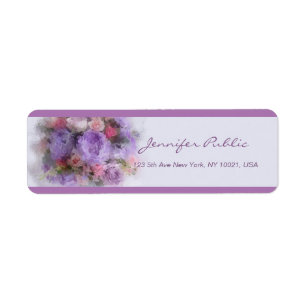 Handwritten Script Elegant Flowers Painting Trendy Return Address Label
