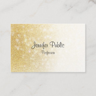 Handwritten Script Elegant Modern Gold Glitter Business Card