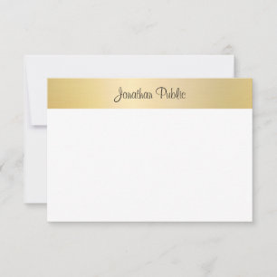 Handwritten Script Elegant Modern Gold White Card