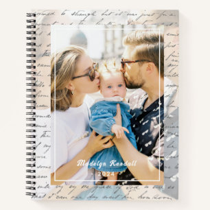 Handwritten Script Family Photo Personalised Notebook