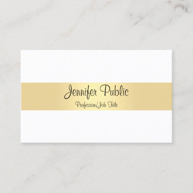 Handwritten Script Gold Modern Minimalist Template Business Card (Front)